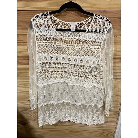Chico's Tops - Chico's Sheer Lace Tunic Top, size 2 (or size Large)